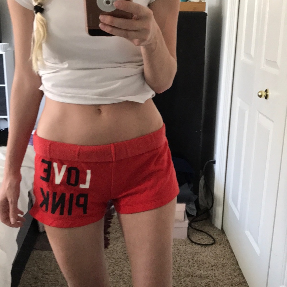 Victoria secret pink fleece red shorts
